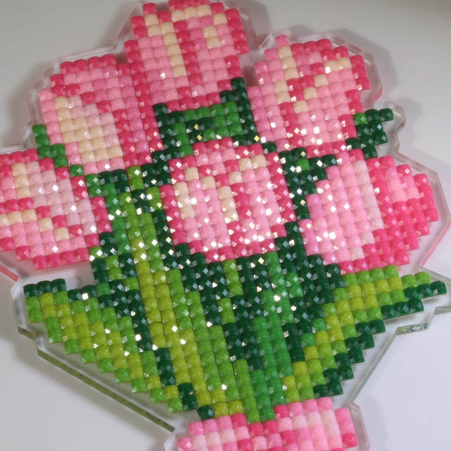 Pink Tulip Bouquet Acrylic Diamond Art Display Stand - Forever Young®️ DIY -