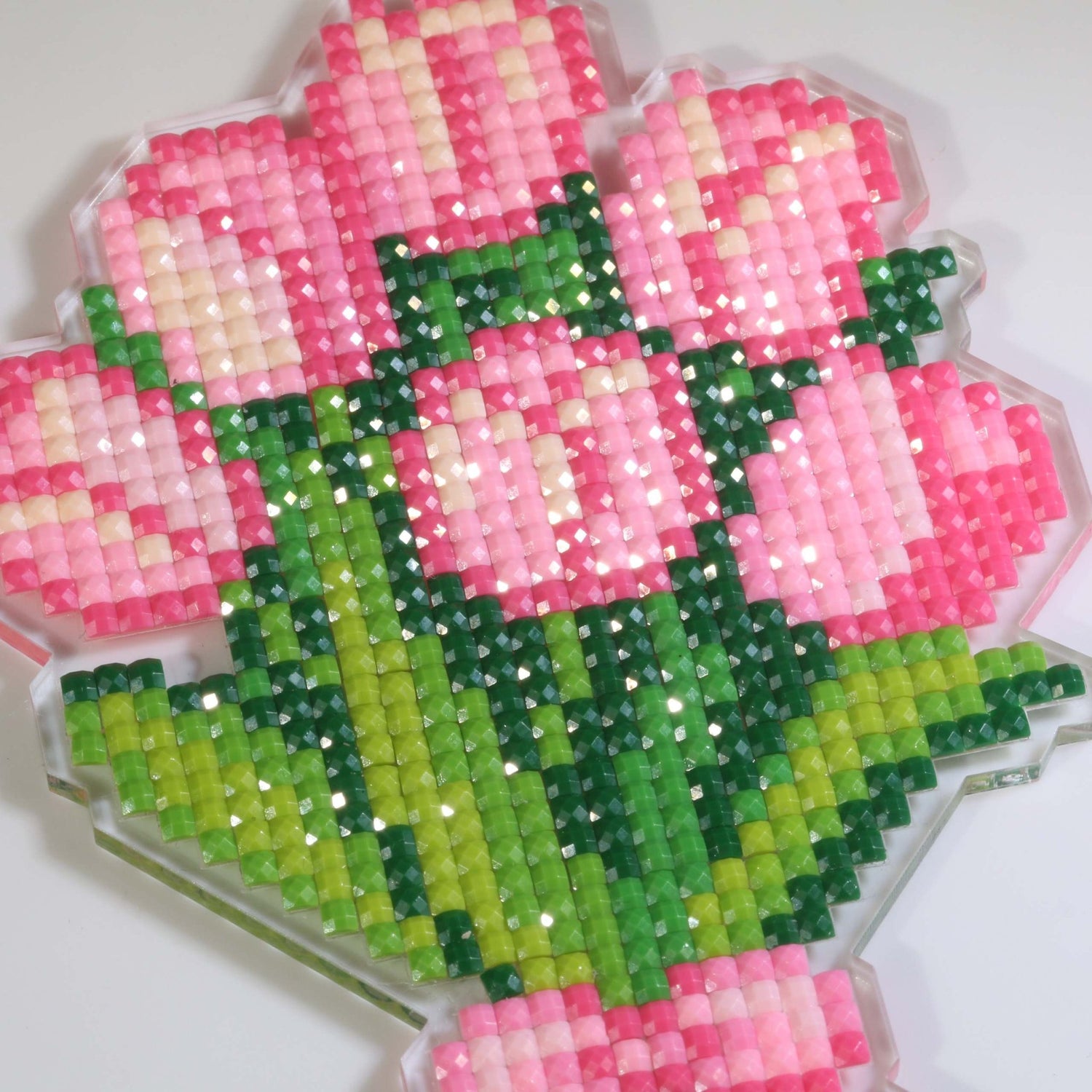 Pink Tulip Bouquet Acrylic Diamond Art Display Stand - Forever Young®️ DIY -