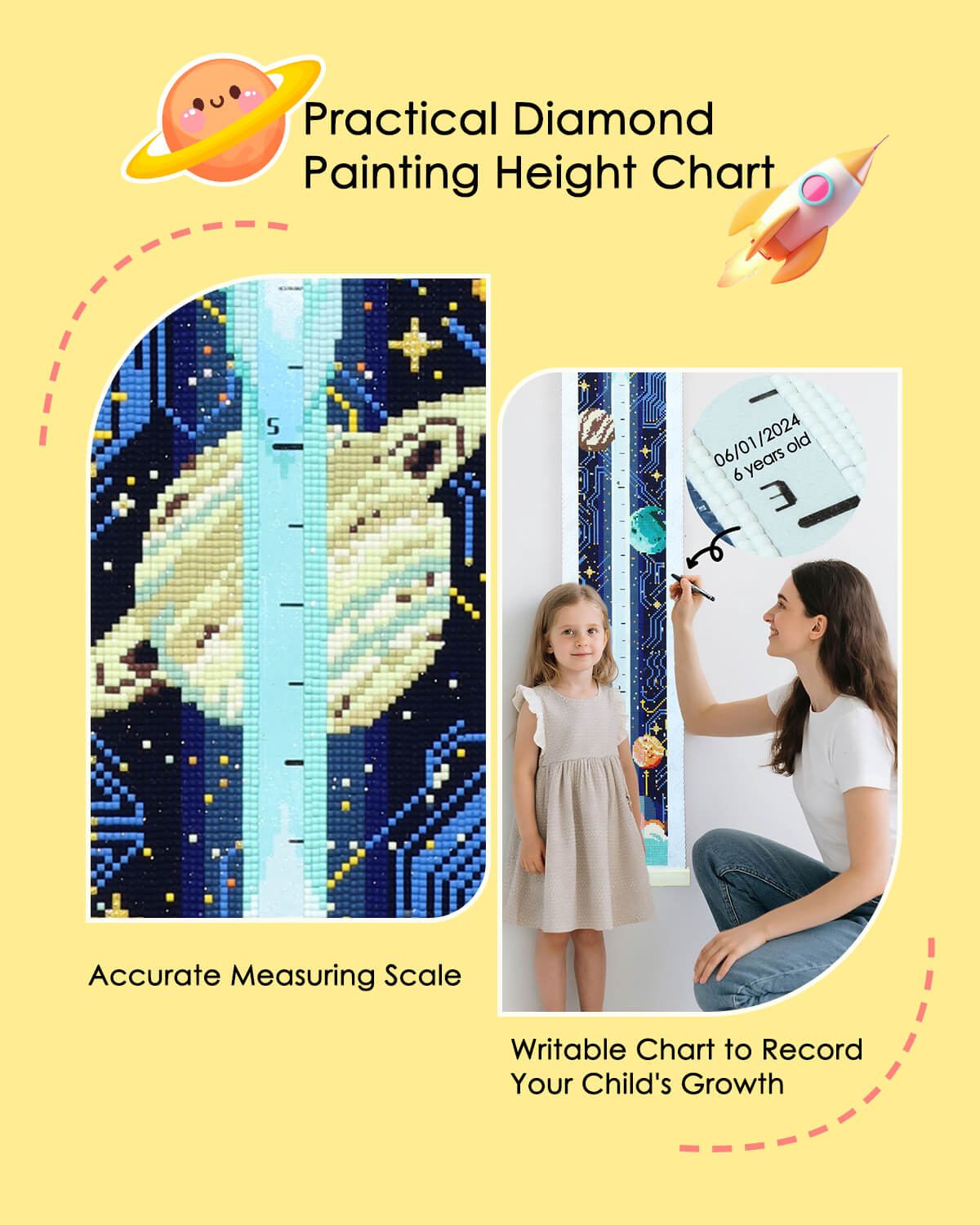 Rocket Height Chart 52.3 x 5.1 Inch - Forever Young®️ DIY -