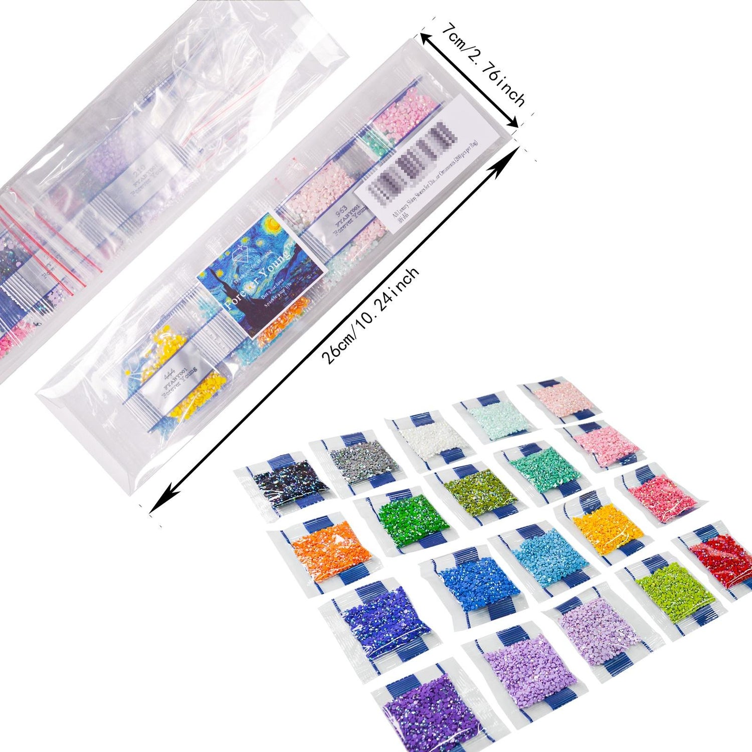 Runde Diamant-Malperlen in AB-Farben, 20 Farben