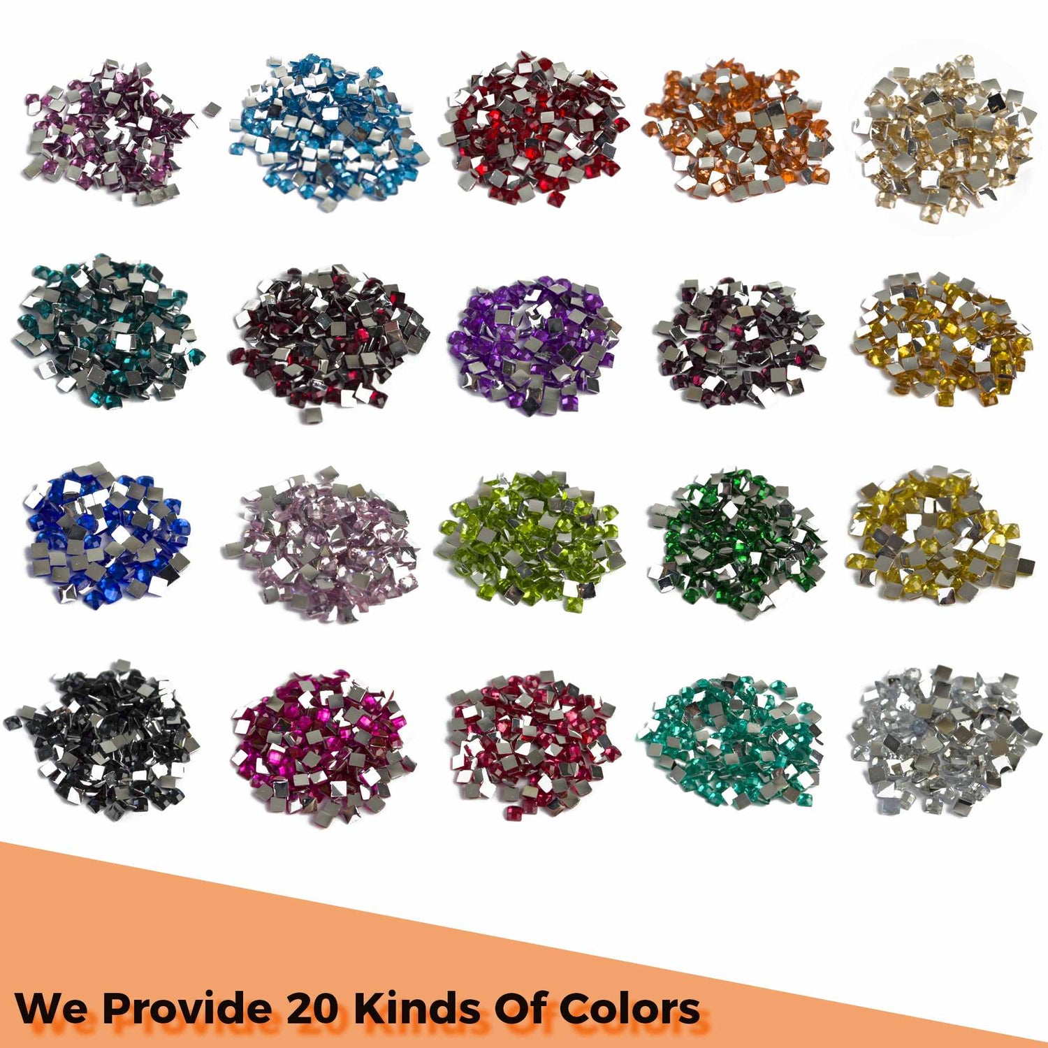 20 Colors Square Rhinestones Diamond Painting Beads