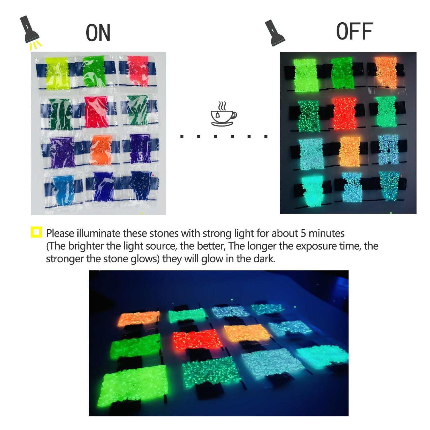 Quadratische, im Dunkeln leuchtende Diamant-Malperlen in 20 Farben
