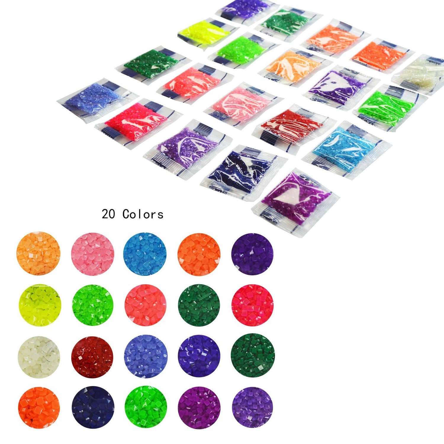 Quadratische, im Dunkeln leuchtende Diamant-Malperlen in 20 Farben