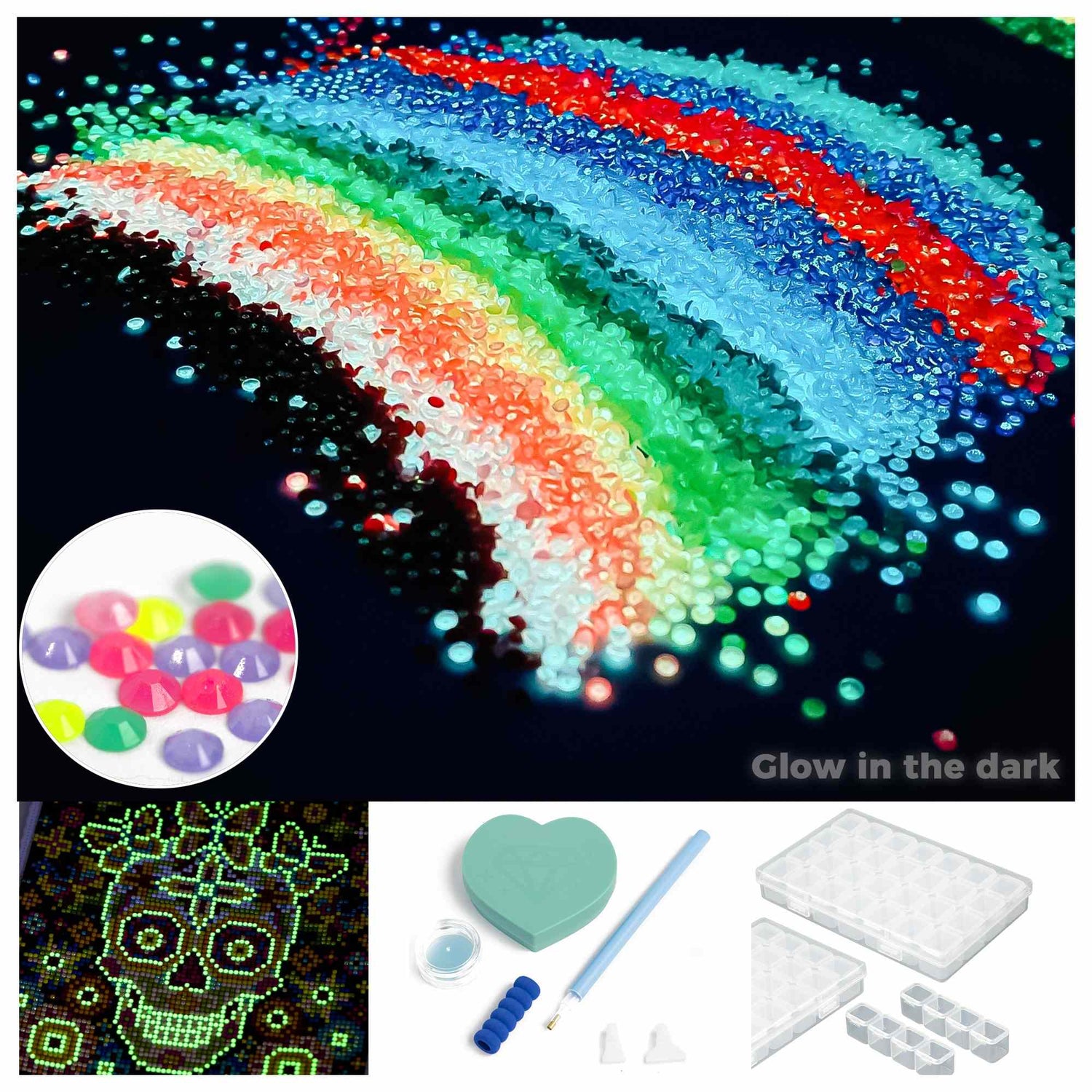 20 Colors Round Glow in the Dark Diamond Painting Beads