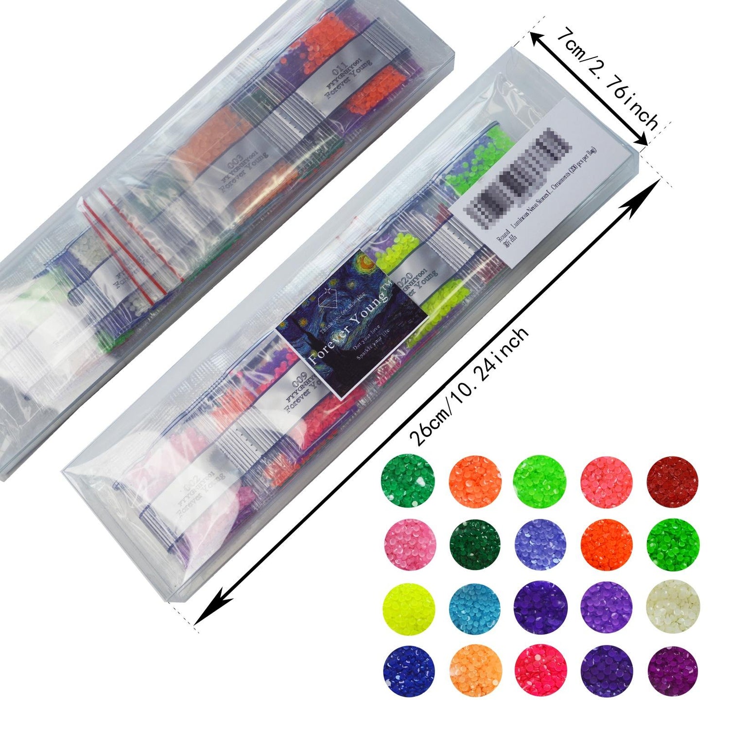 20 Colors Round Glow in the Dark Diamond Painting Beads