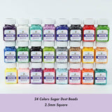 24 Colors 1.5oz (42g) Square Sugar Dust Beads for Diamond Painting