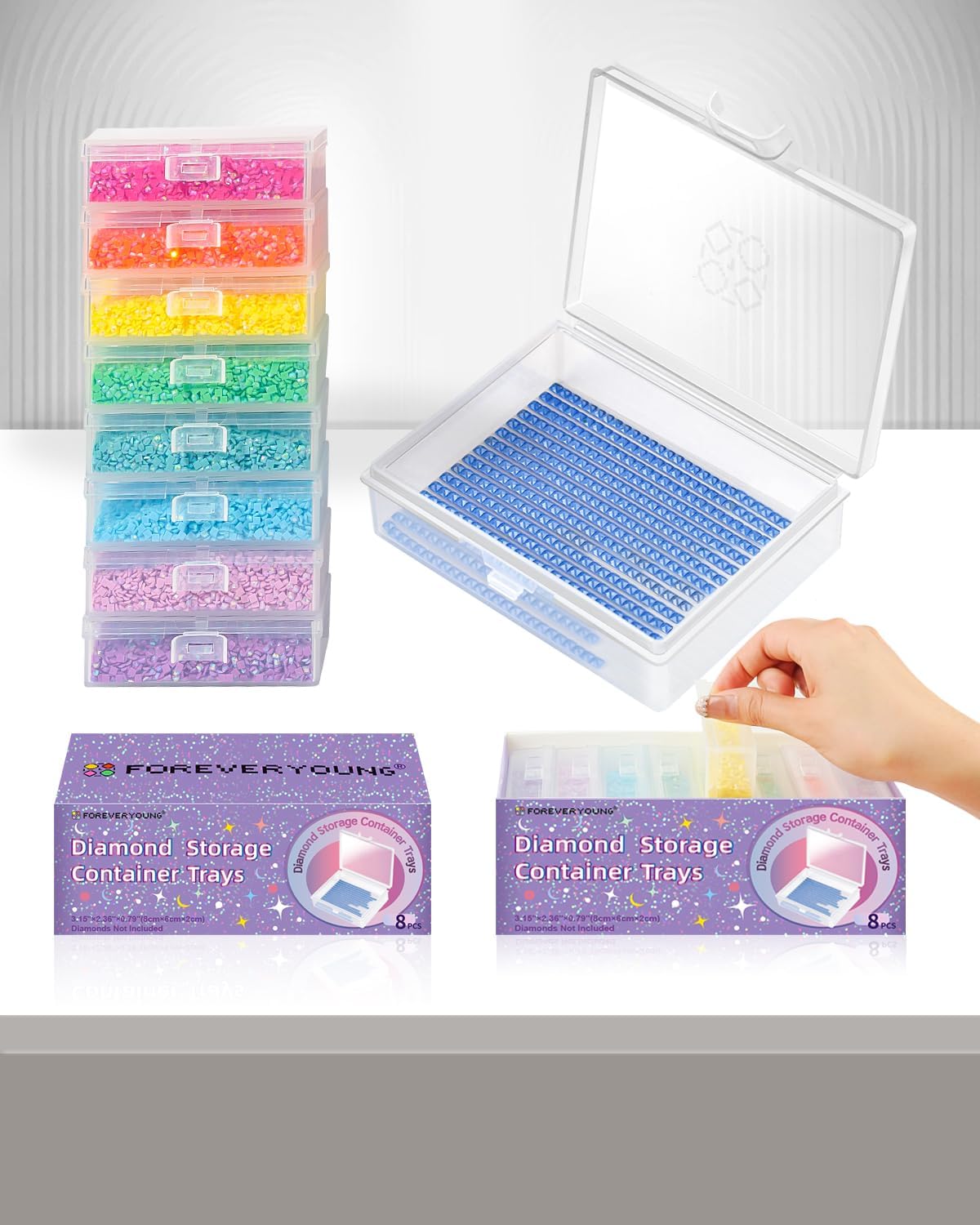 Forever Young 8pcs Containers Trays & Gift Box