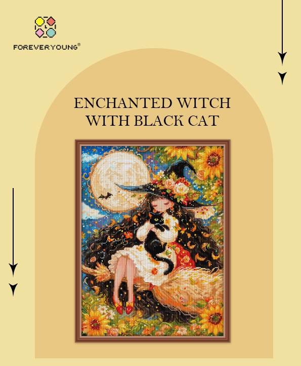 Enchanted Witch with Black Cat