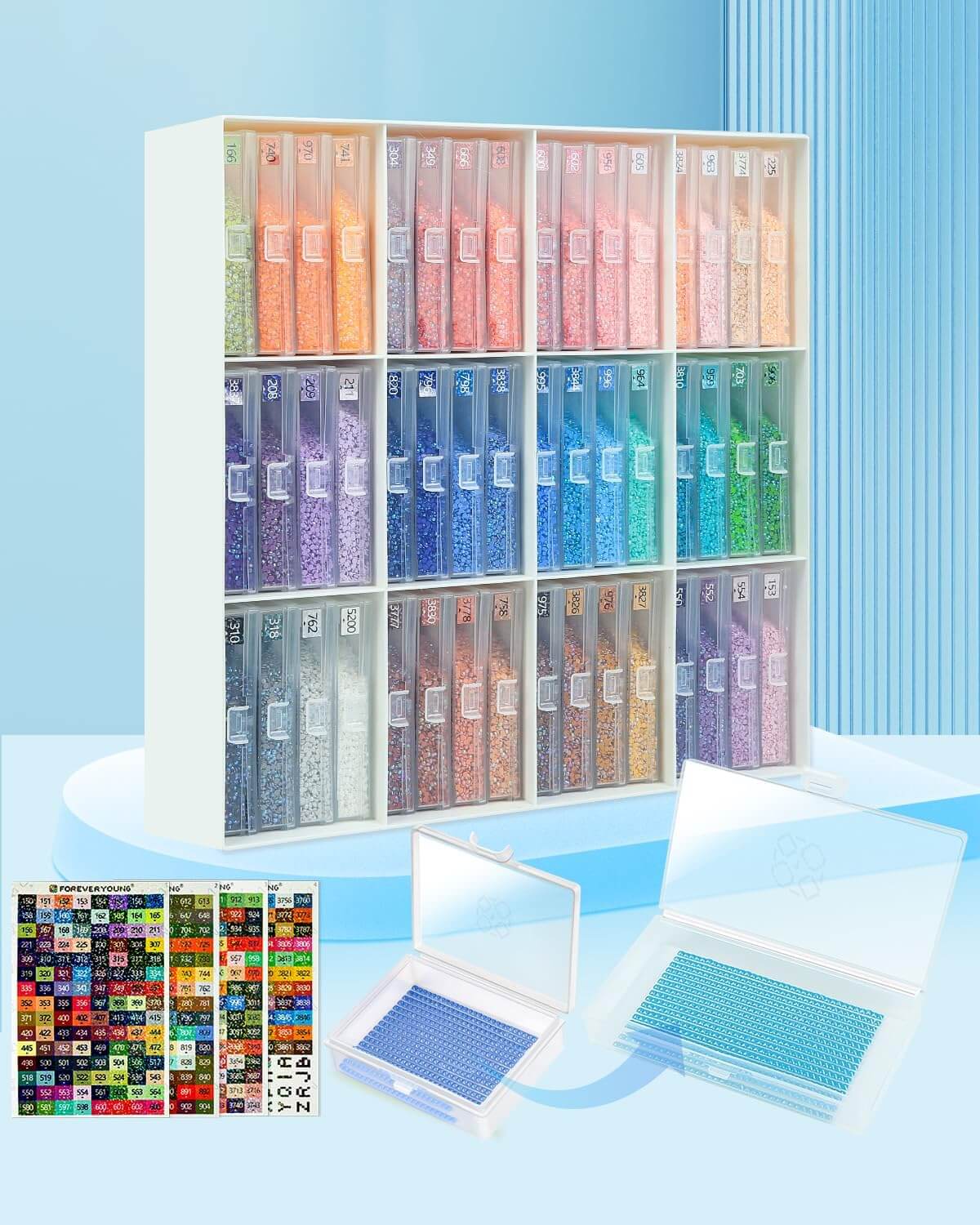 ForeverYoung 48pcs Extra Large Storage Containers Trays ＆ Rack