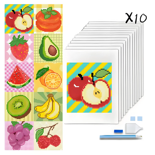 Forever Young-10pcs Cute Fruit Mini Diamond Paintings Canvas Picture Custom Mini Diamond Painting Kit