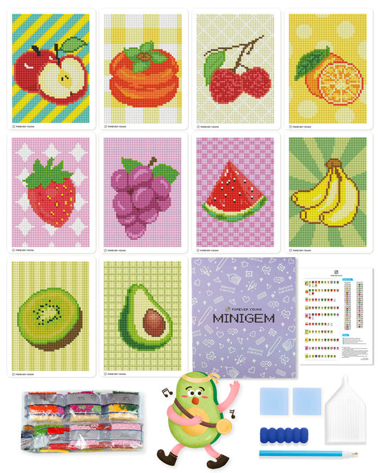 Postcard-Style Resin Square Drill Diamond Painting Kits 5x7 Inch (Fruit)