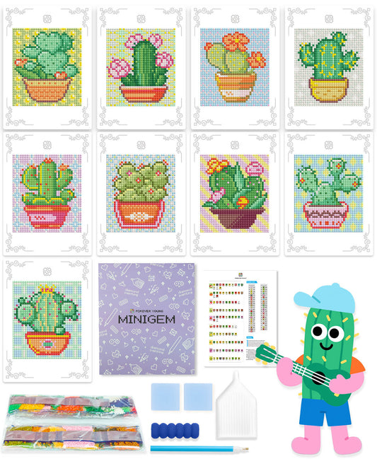 Postcard-Style Resin Square Drill Diamond Painting Kits 5x7 Inch (Cactus)