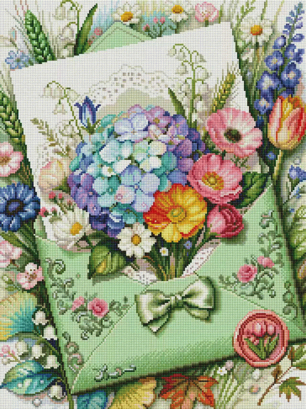 Envelope Flower Bouquet 5D Diamond Painting Kit