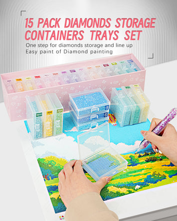 Foreveryoung Trays Diamond Painting Storage Containers Trays with Lids, 2-in-1 Diamonds Storage and Diamond Art Container Trays