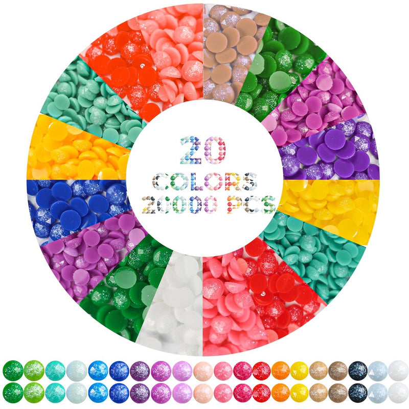 20 Colors 20000PCS Round Sugar Dust Beads for Diamond Painting