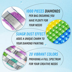 20 Colors 20000PCS Square Sugar Dust Beads for Diamond Painting - Forever Young®️ DIY - 