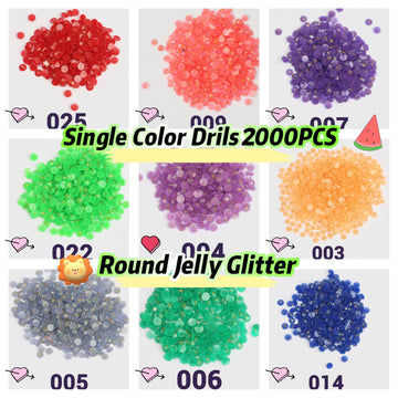 Round Jelly Glitter Beads 1 Bag (2000pcs) Single Color