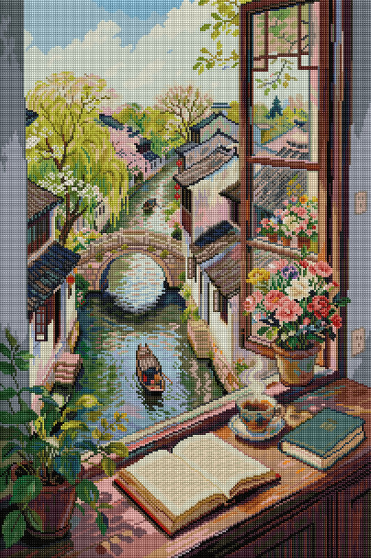 Tranquil Water Town View Diamond Painting Kit