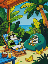 Penguin Beach Vacation Diamond Painting