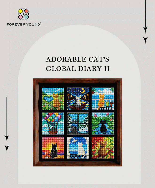 Whiskered Wonderland Cat Series – Nine Colorful Cats