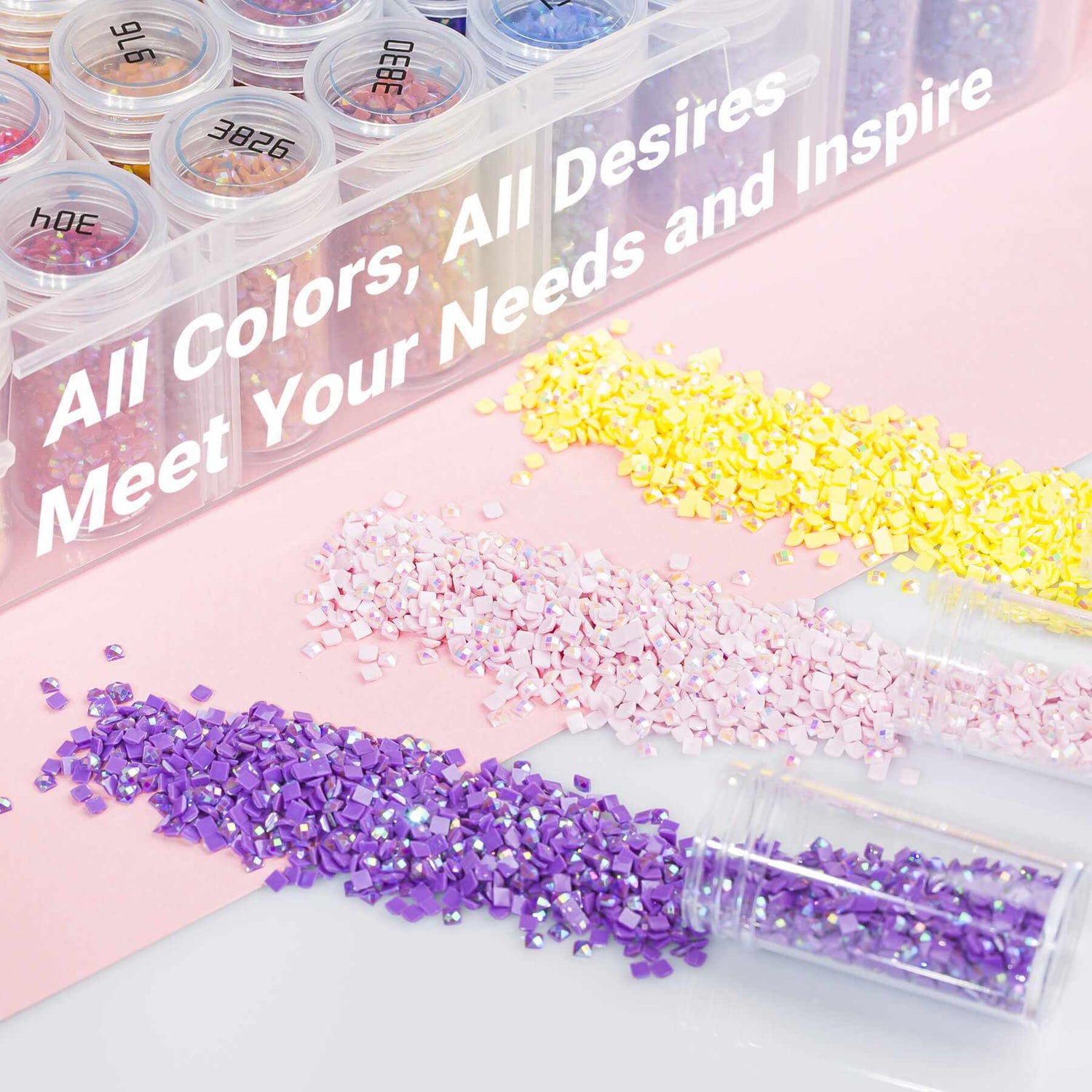 60 Colors Square AB Diamond Art Beads With Storage Container, 90,000pcs