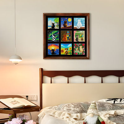 Cat Around the World Diamond Painting Frame Kit
