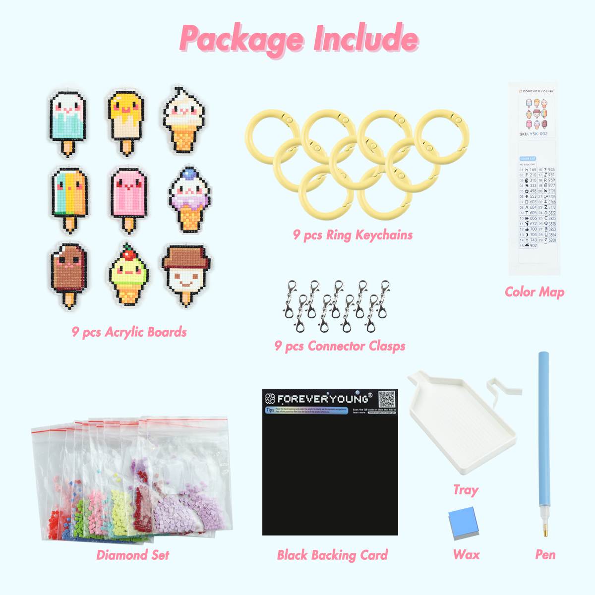 Cute Ice Cream Acrylic Diamond Painting Keychain