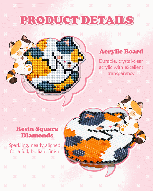 Cat Lover Diamond Painting Coaster Set | 9-Piece DIY Sparkling Acrylic Drink Coasters