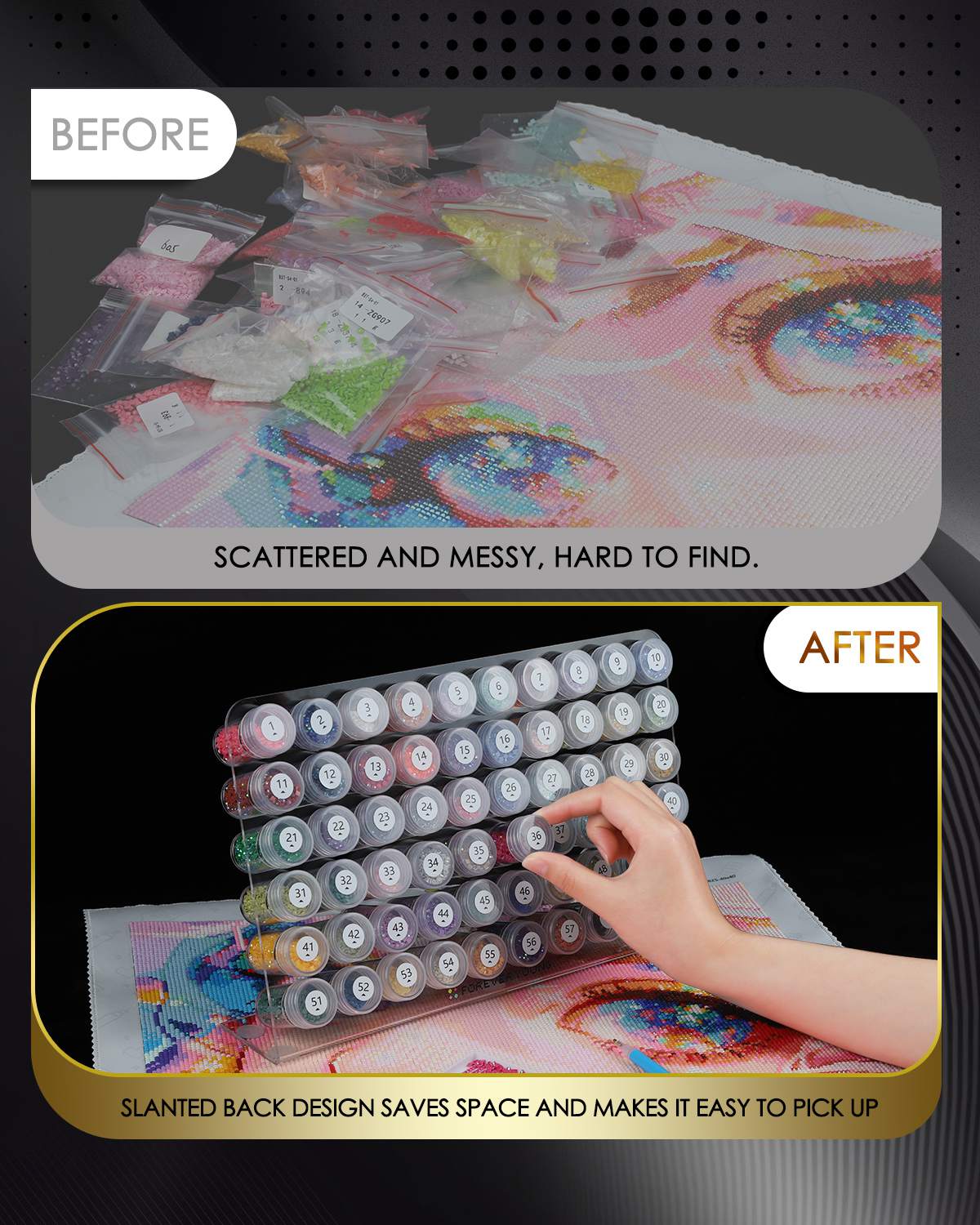 Foreveryoung Diamond Painting Bottle Storage Rack with 60 Jars