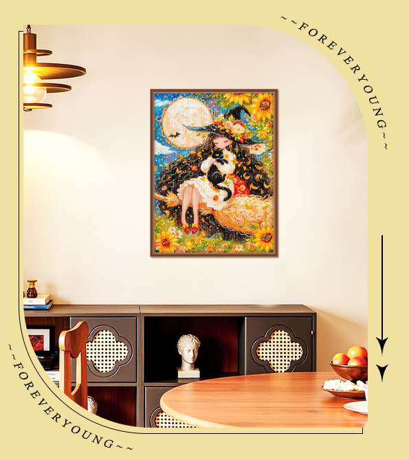 Enchanted Witch with Black Cat