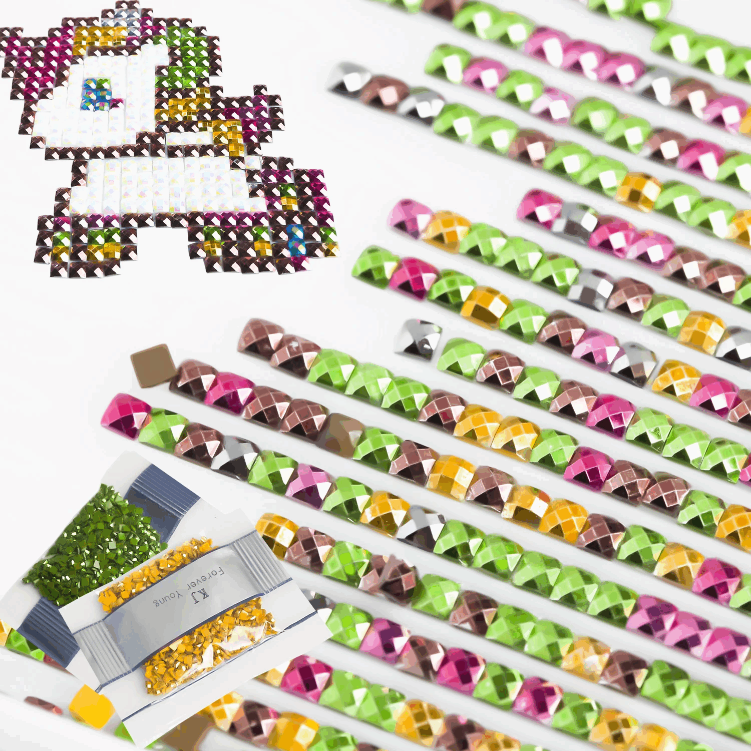 Quadratische Metallic-Perlen, 1 Beutel (2000 Stück), Einzelfarbe