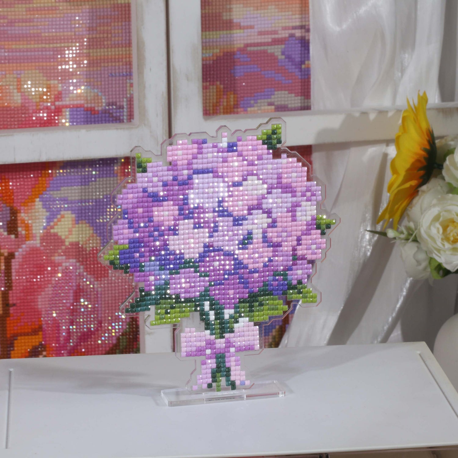 Hydrangea Bouquet Acrylic Diamond Art Display Stand