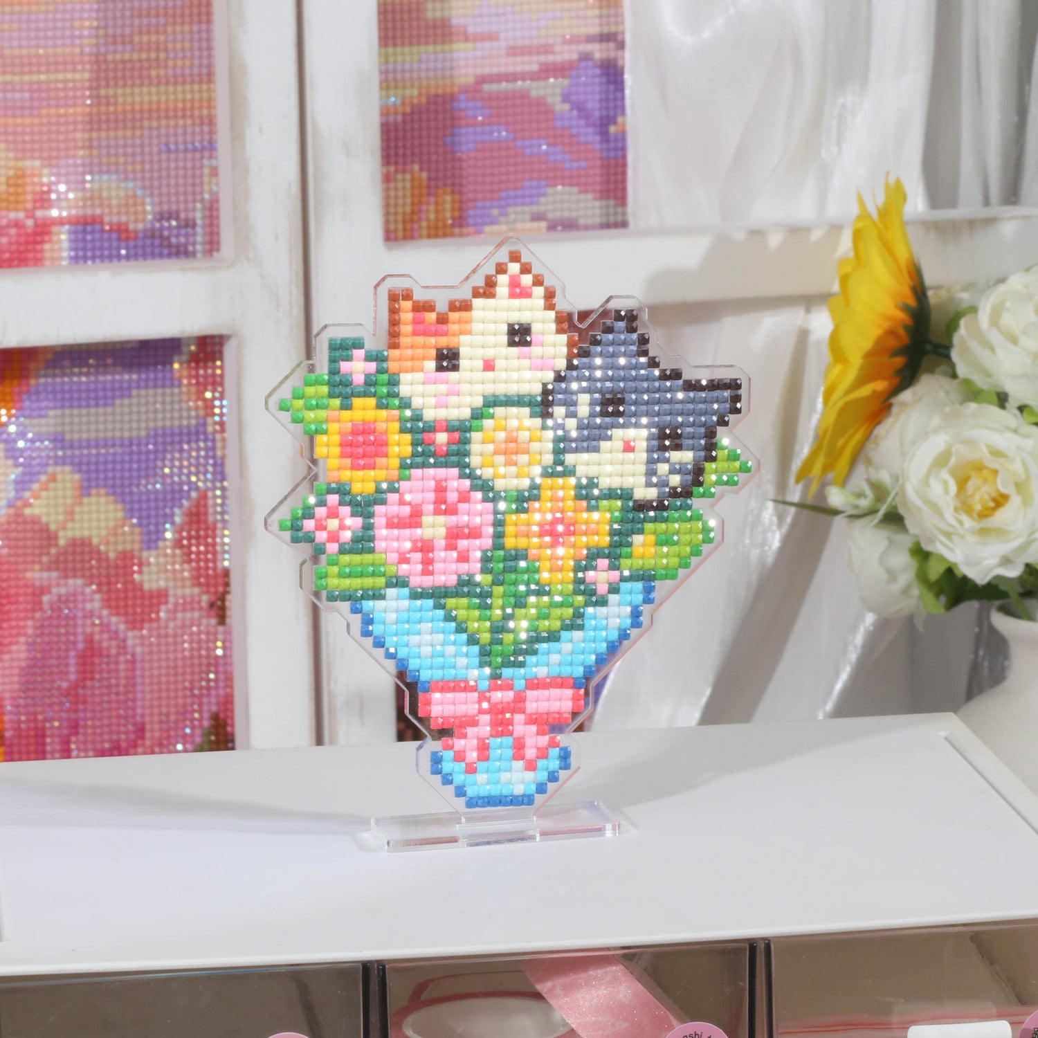 Cat Bouquet Acrylic Diamond Art Display Stand