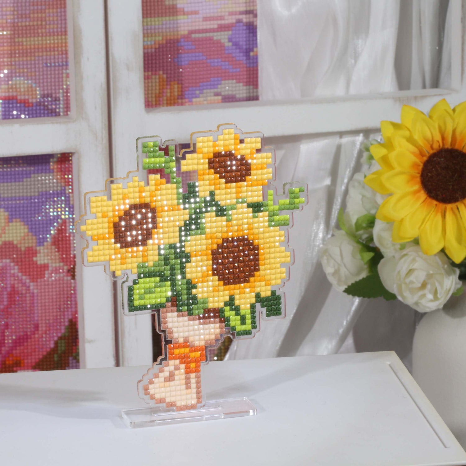 Sunflower Bouquet Acrylic Diamond Art Display Stand