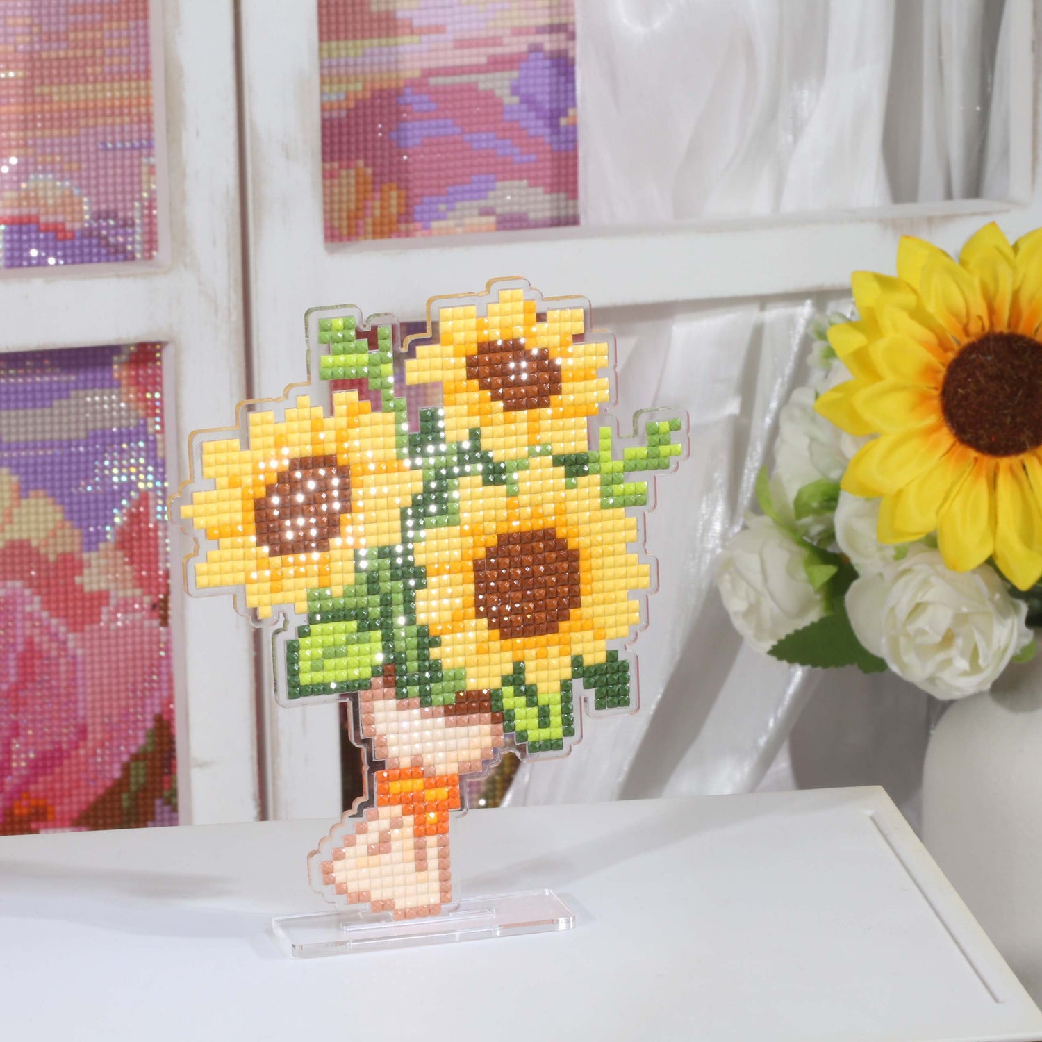 Sunflower Bouquet Acrylic Diamond Art Display Stand