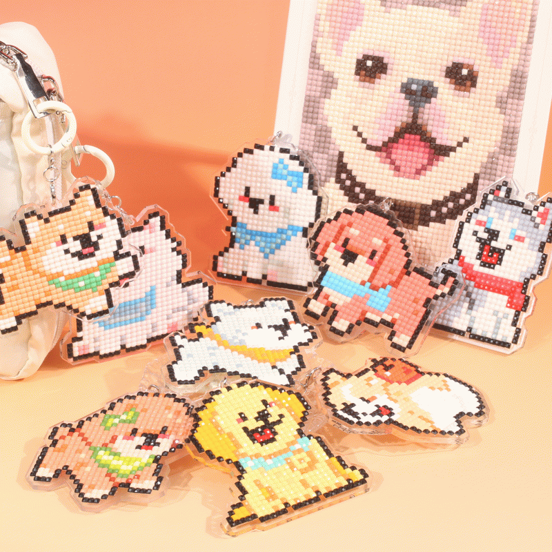 Lumigem Puppy Diamond Art Keychain Kit – Cute DIY Crystal Dog Keychain