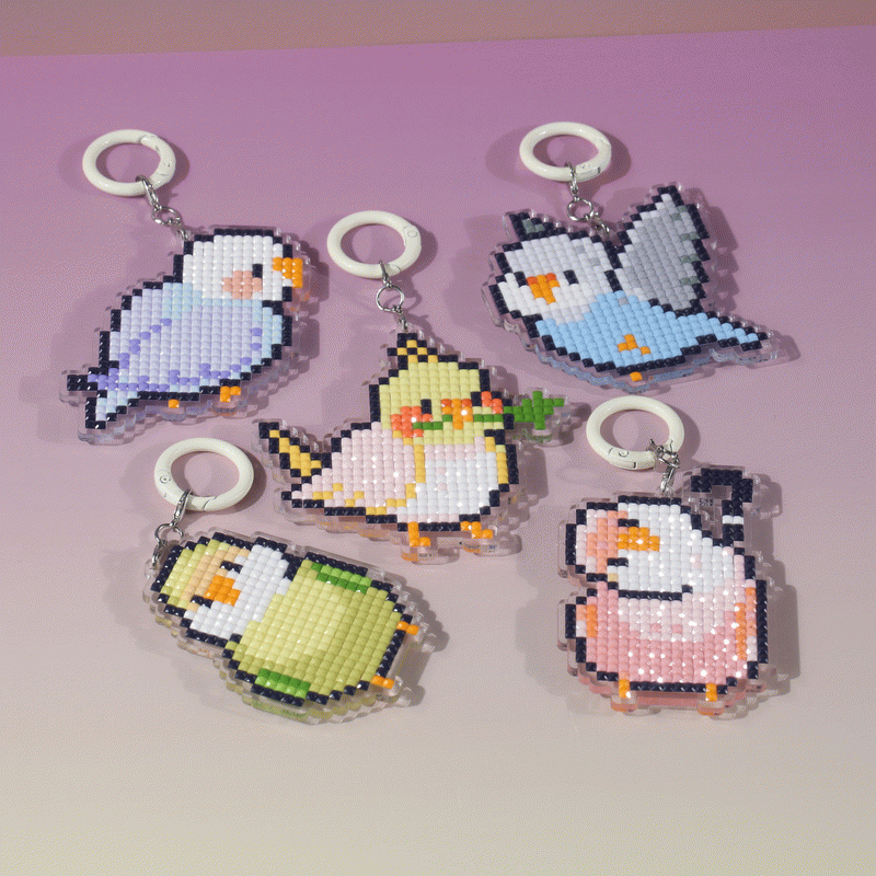 Lumigem Mini Bird Keychain Diamond Art Kit – Cute DIY Crystal Craft Accessory