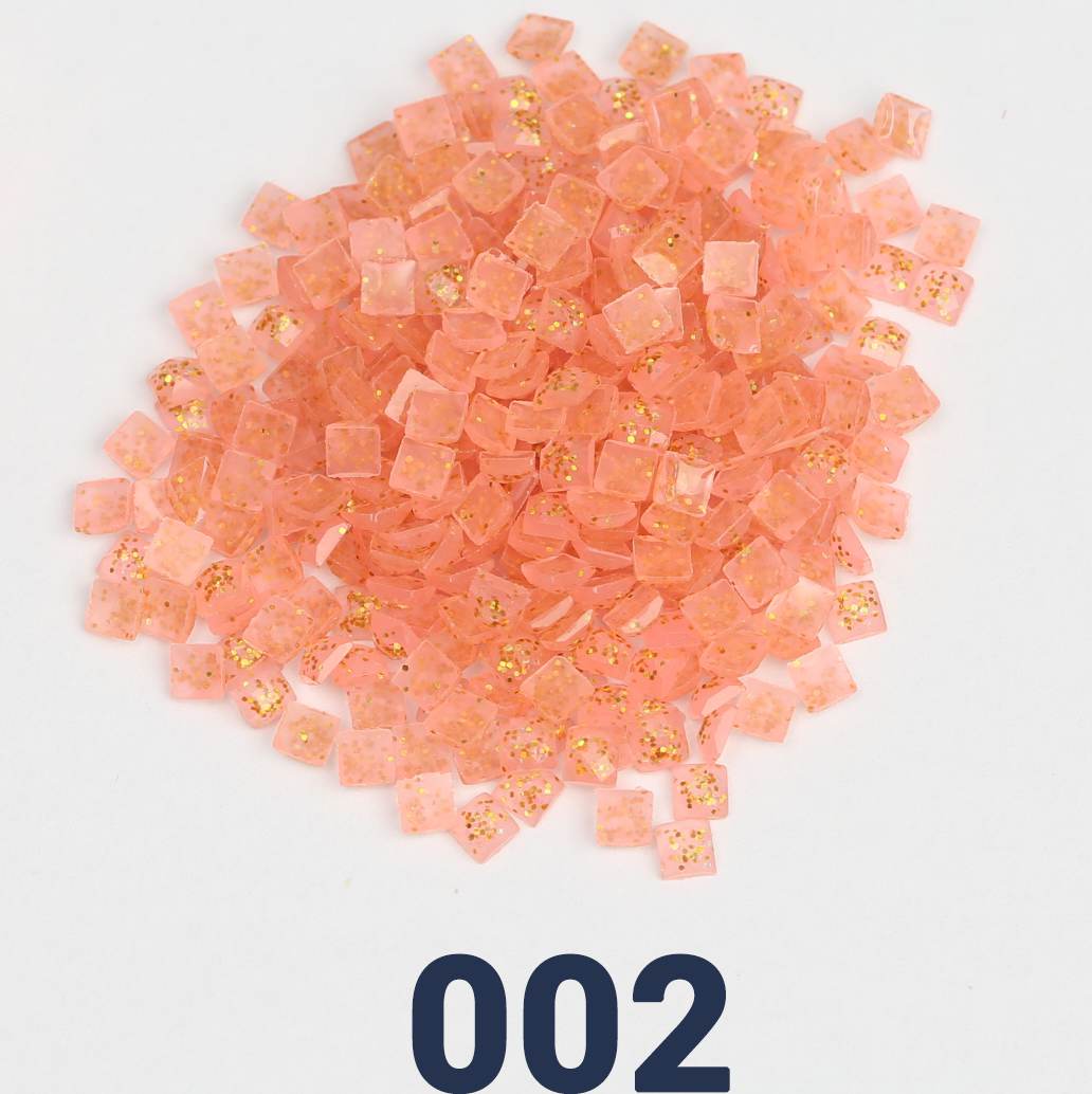 Quadratische Jelly-Glitzerperlen, 1 Beutel (2000 Stück), einfarbig