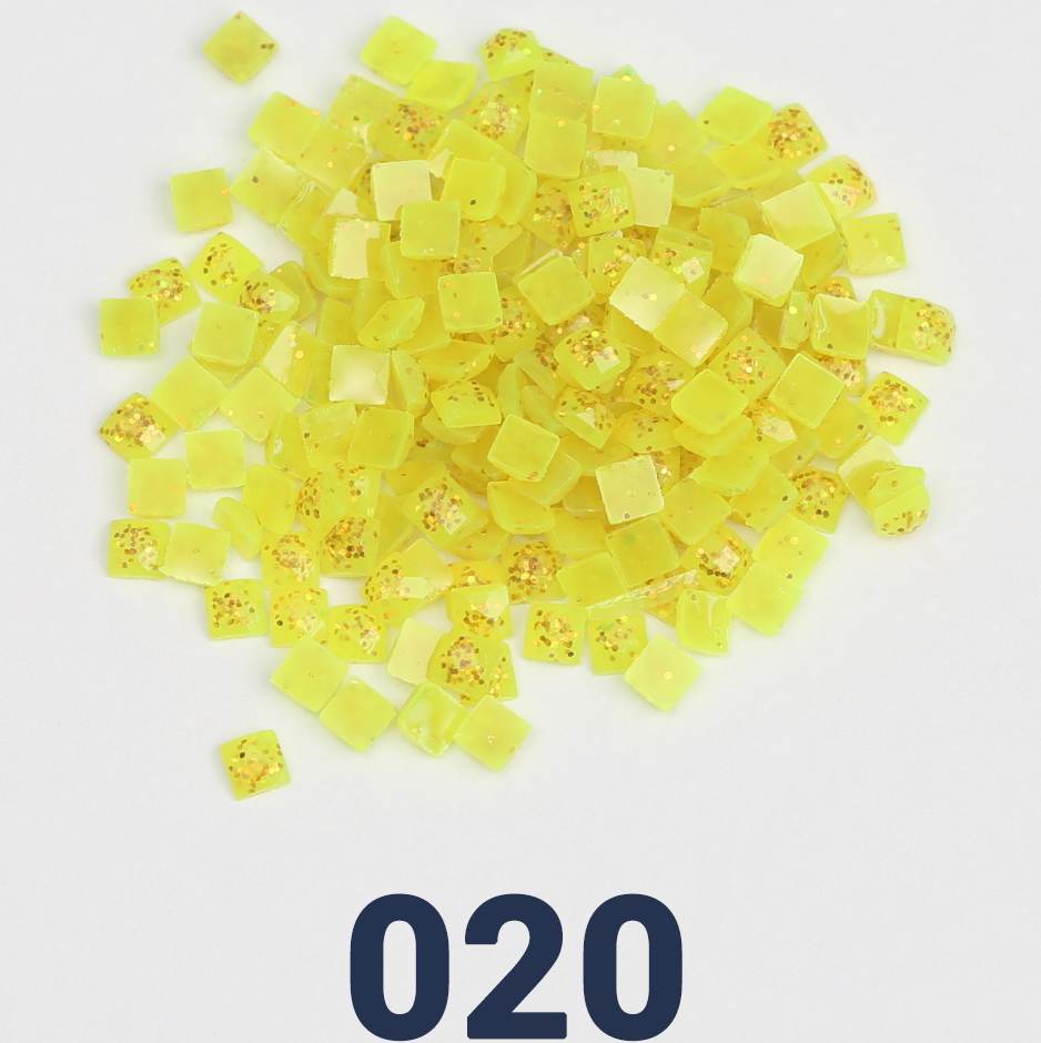 Quadratische Jelly-Glitzerperlen, 1 Beutel (2000 Stück), einfarbig