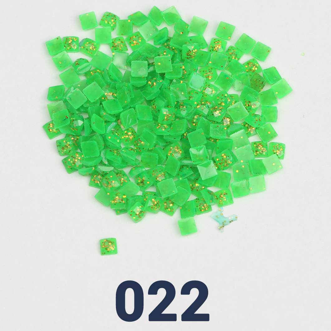 Quadratische Jelly-Glitzerperlen, 1 Beutel (2000 Stück), einfarbig