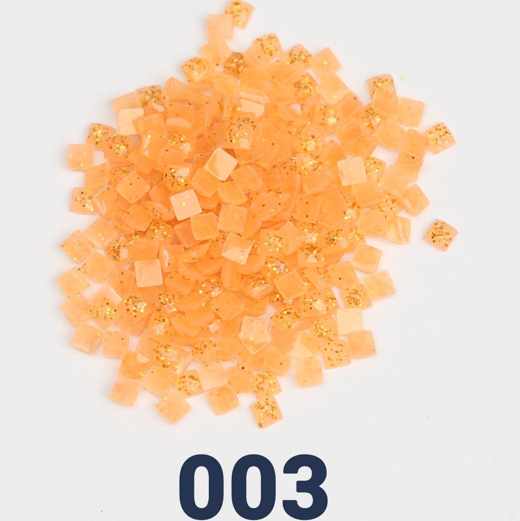 Quadratische Jelly-Glitzerperlen, 1 Beutel (2000 Stück), einfarbig