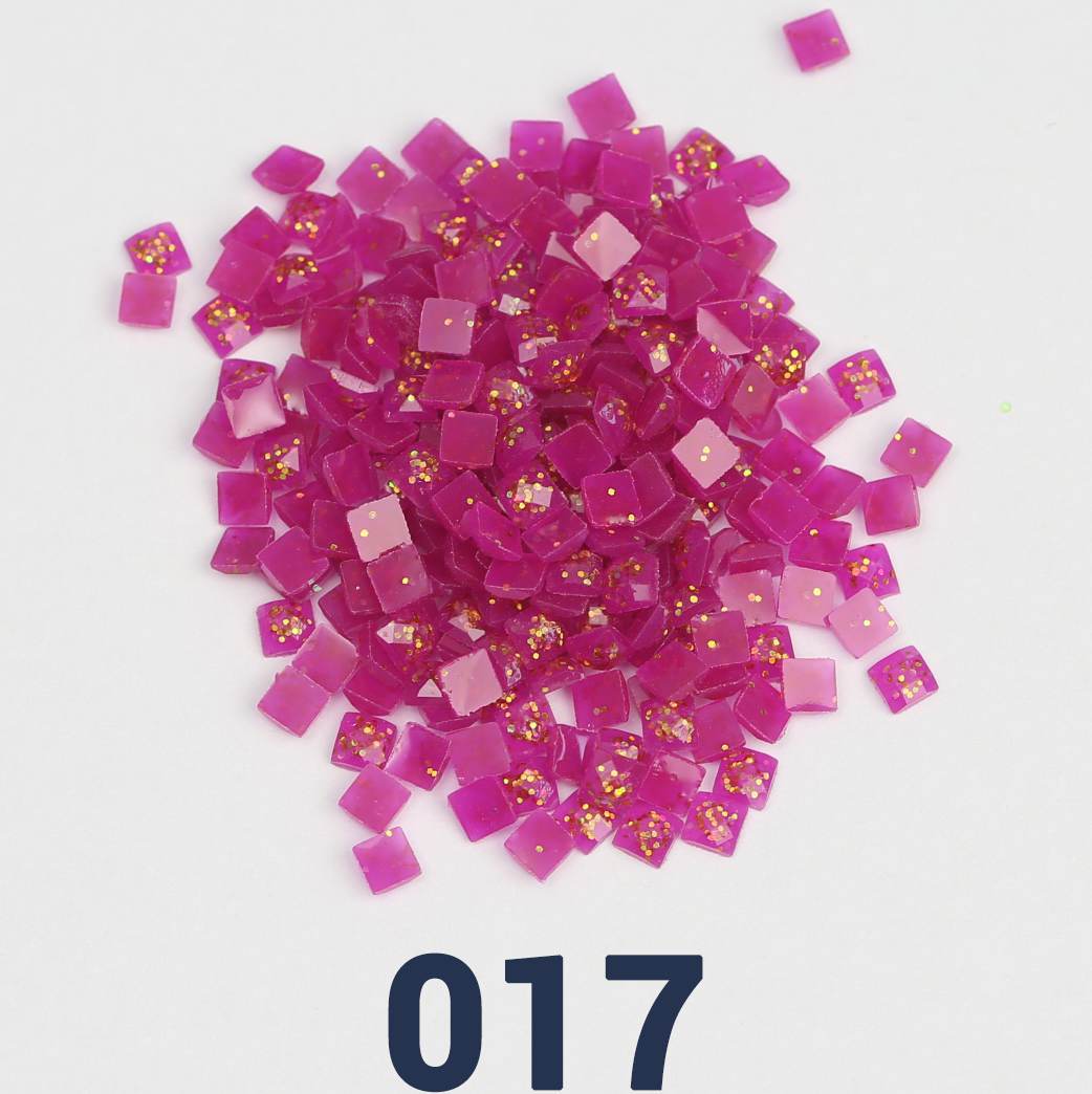 Quadratische Jelly-Glitzerperlen, 1 Beutel (2000 Stück), einfarbig