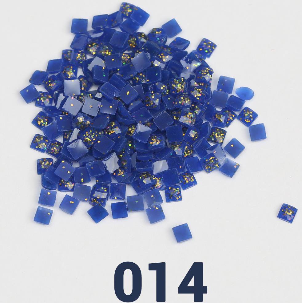 Quadratische Jelly-Glitzerperlen, 1 Beutel (2000 Stück), einfarbig