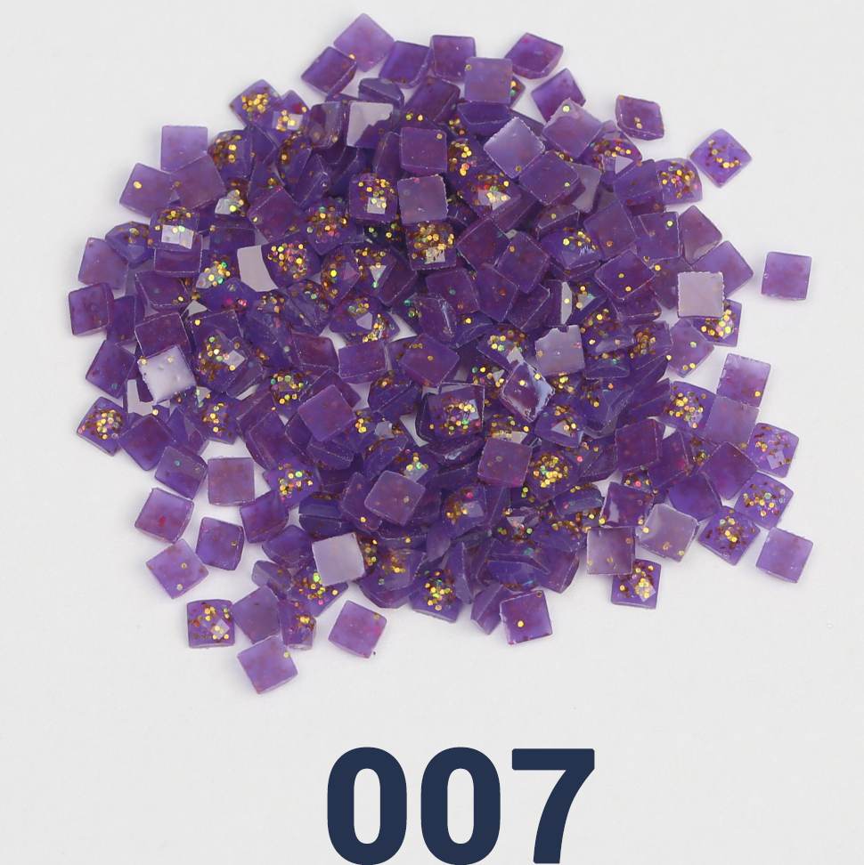 Quadratische Jelly-Glitzerperlen, 1 Beutel (2000 Stück), einfarbig