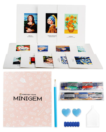 Minigem™ Diamond Painting Postcard - Artist Series: Sparkling Resin Square Diamonds With AB Diamonds, 12 PCs Beautiful Greeting Cards