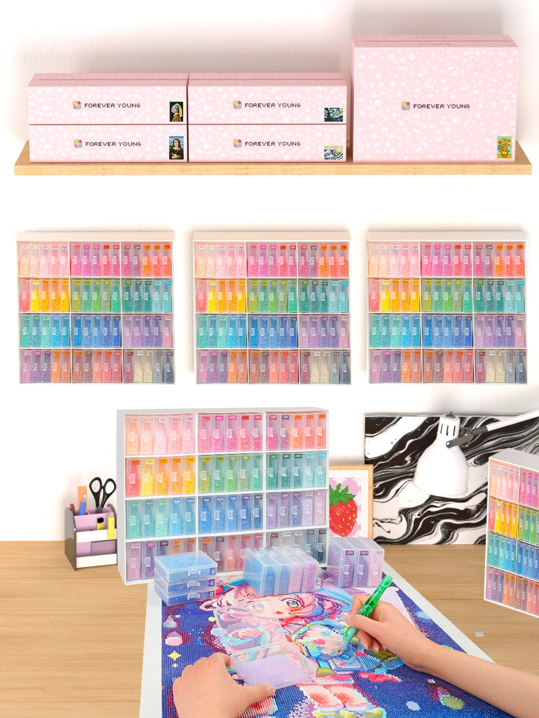 Forever Young 60pcs Containers Trays & Rack