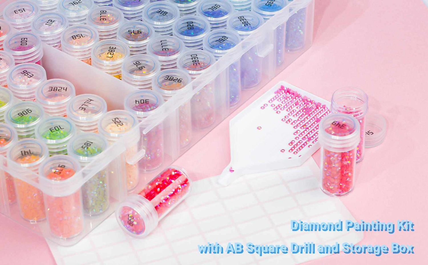 60 Colors Square AB Diamond Art Beads With Storage Container, 90,000pcs - Forever Young®️ DIY - 