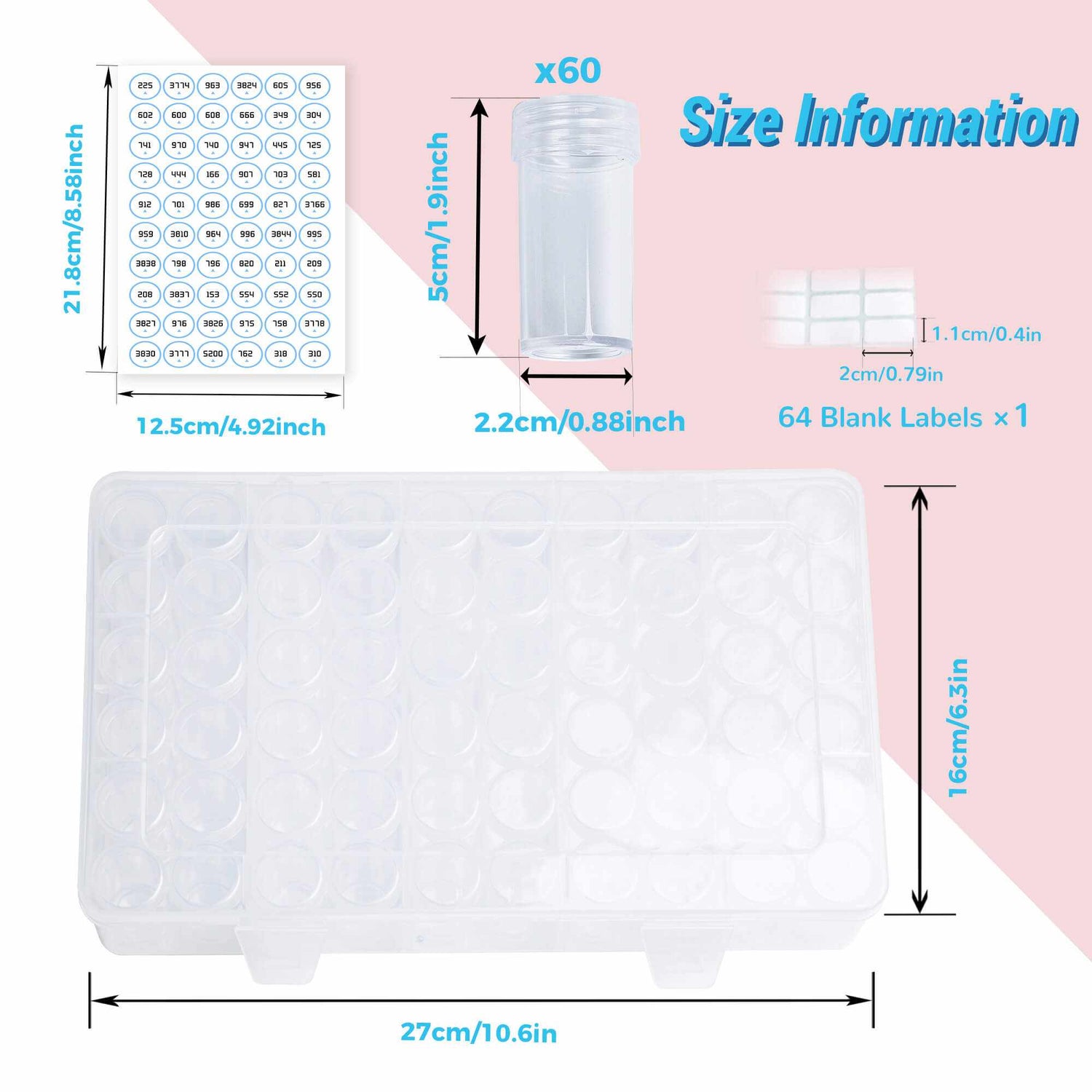 60 Colors Square AB Diamond Art Beads With Storage Container, 90,000pcs - Forever Young®️ DIY - 
