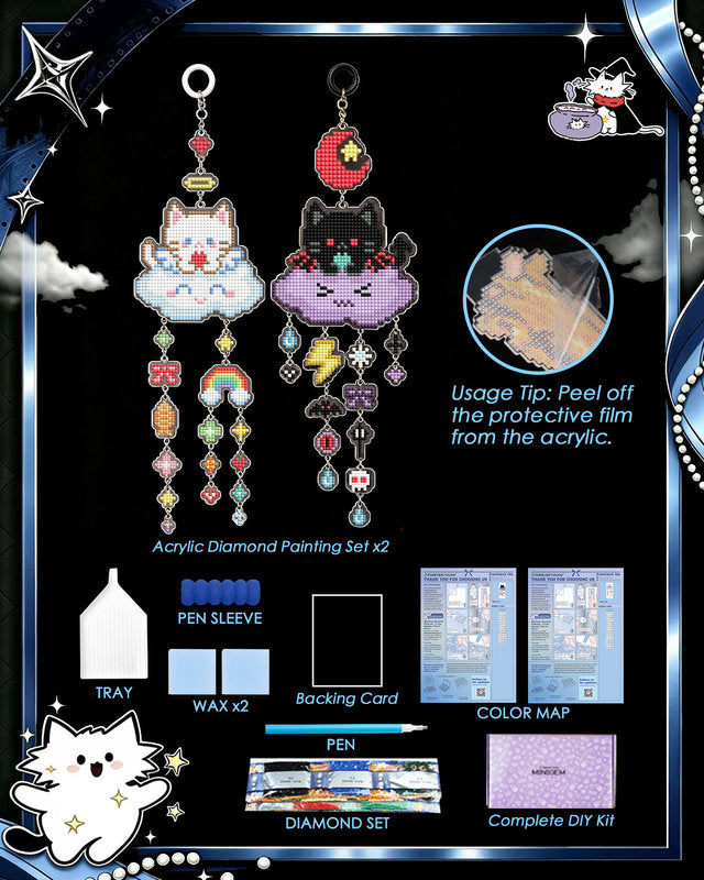 Lumigem Cloud Kittens Diamond Art Hanging Kits for Adults