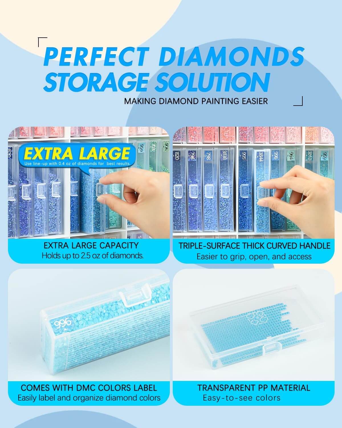 ForeverYoung 48pcs Extra Large Storage Containers Trays ＆ Rack